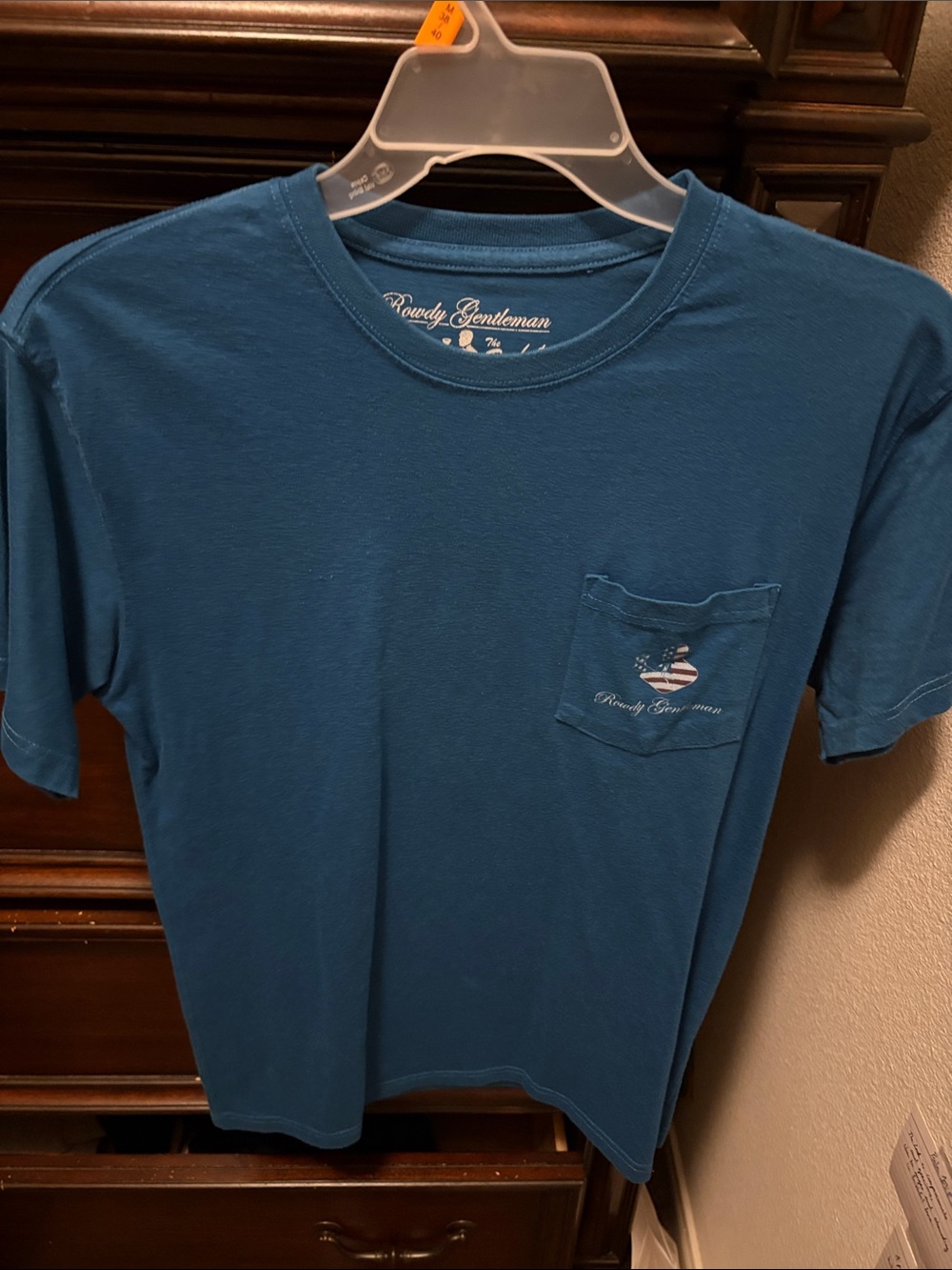 Rowdy Gentleman Men's Short-Sleeve Pocket Tee in Teal Blue- Lg